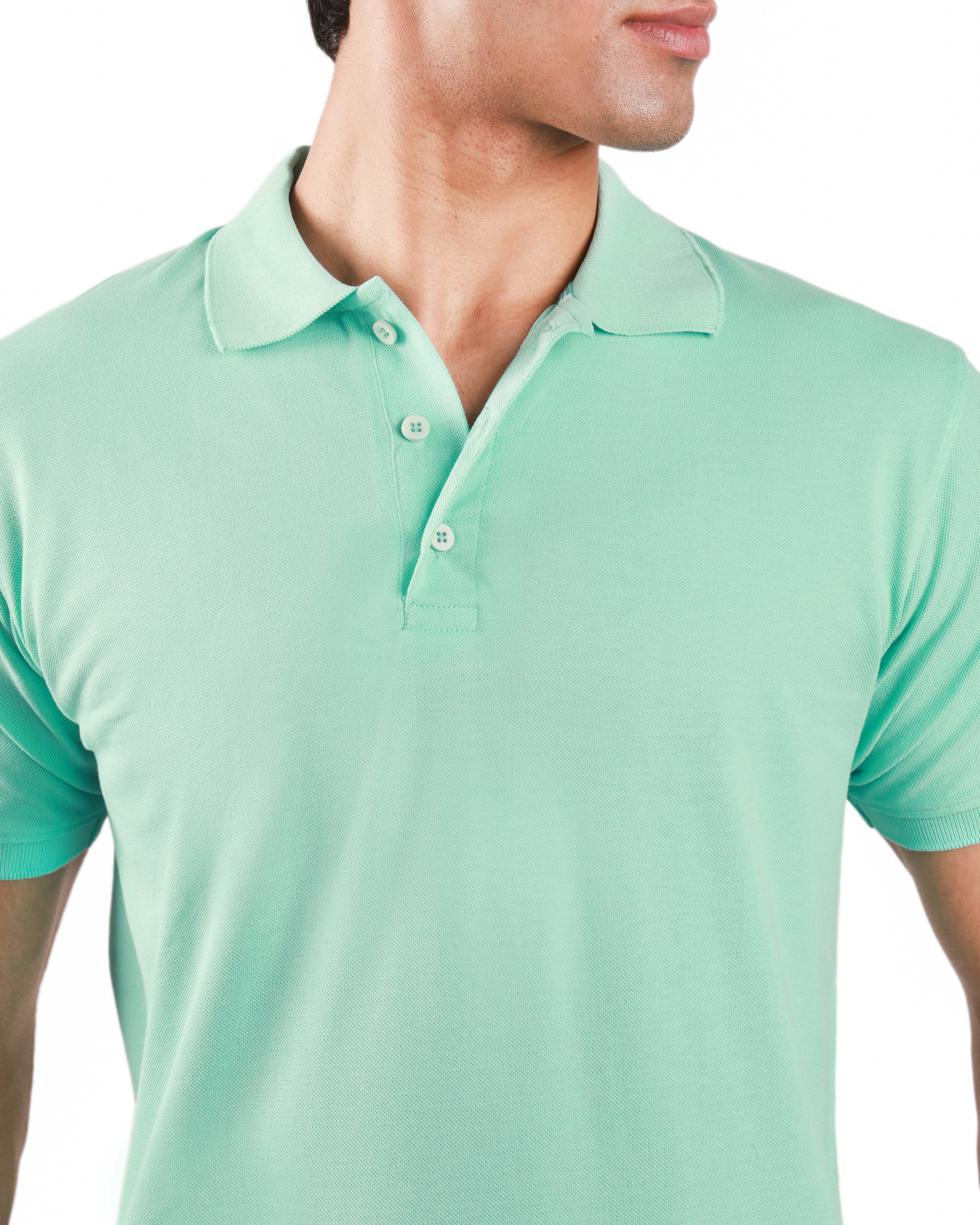 Pure Cotton Polo Tshirt - Sea Blue
